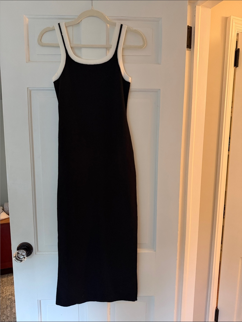 Black & White Tank Midi Dress - Sleek Women's Dress